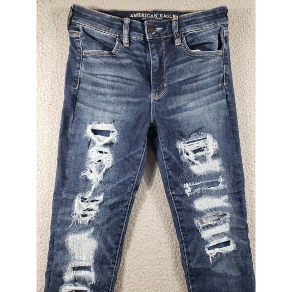 American Eagle Jeans Women's 8 Short Hi-Rise Jegging Distressed Stretch 28x27 - Picture 4 of 16